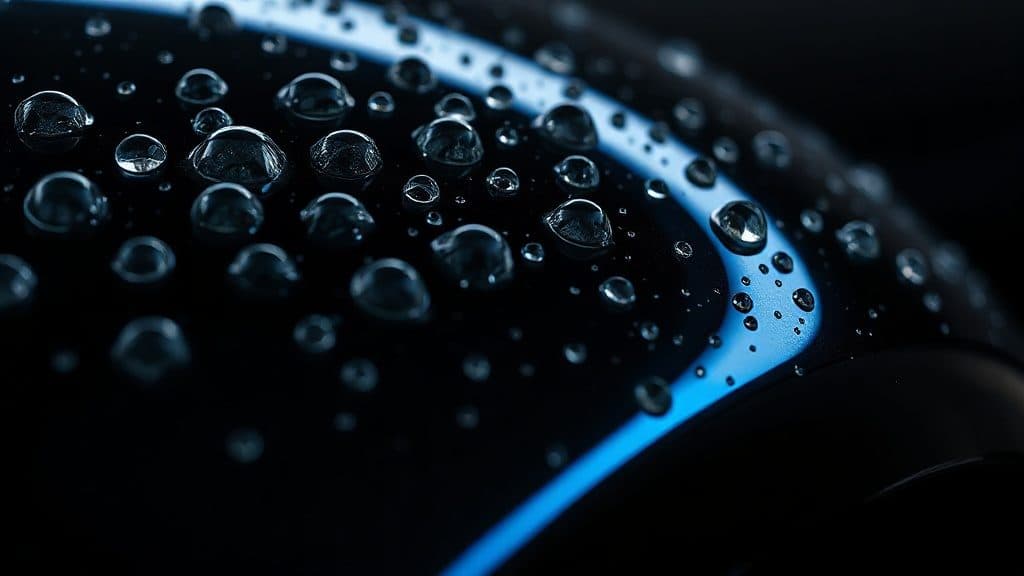 Water beads on ceramic-coated black paint
